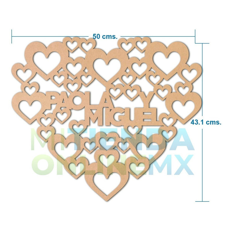 Cuadro Nombre Personalizado Love San Valentin - 50x43 Cm