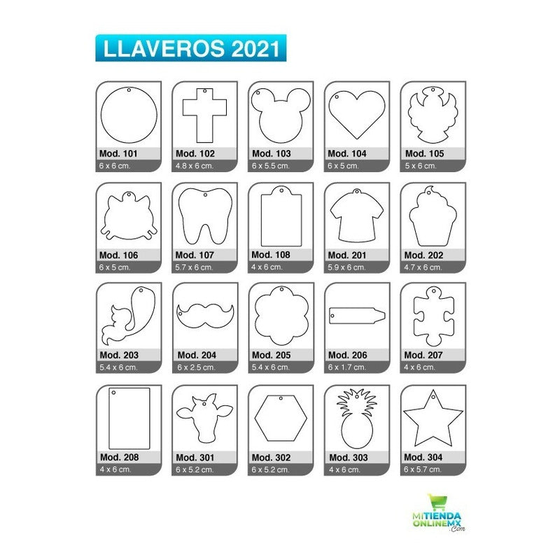 25 Llaveros Acrílico Blanco  3mm, Forma Diversa 5cm Sublimar