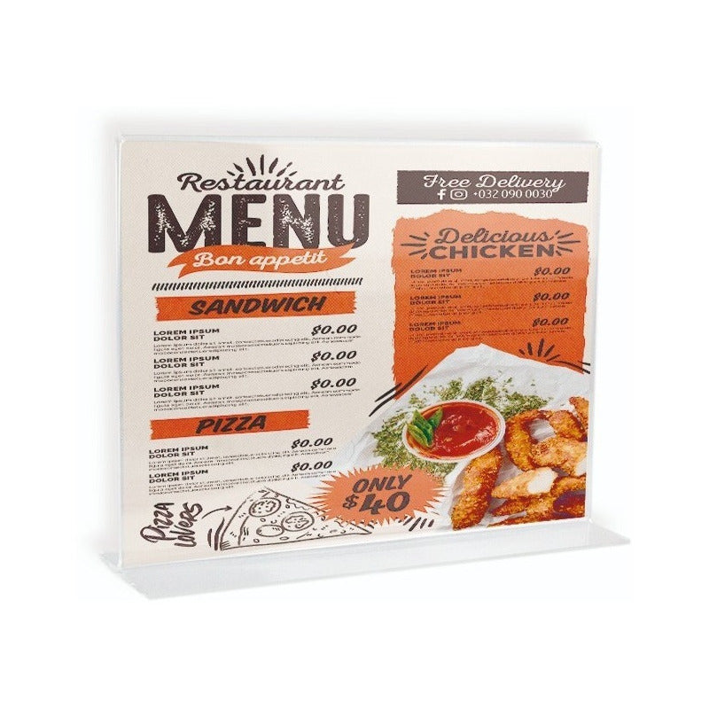 Porta Menu Doble Restaurant Publicidad Horizontal Pack 15