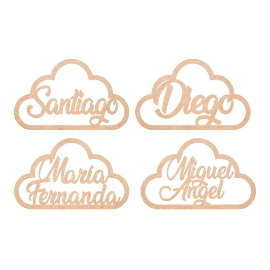 1 Nube Personalizada Con Nombre Mdf 3mm