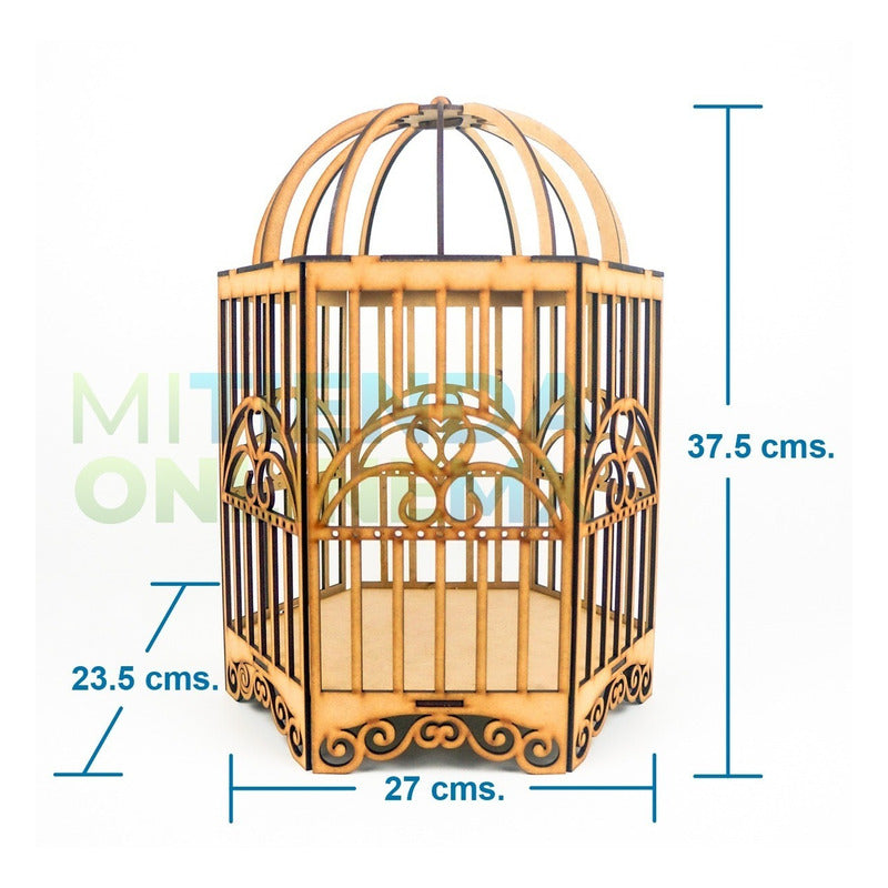 Pajarera Jaula Antigua Decoración Centro De Mesa Mdf 3mm