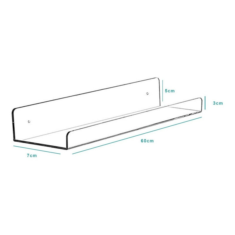 Dos Repisas Flotantes Acrílico 3mm 60 Cm Largo 7 Cm Ancho