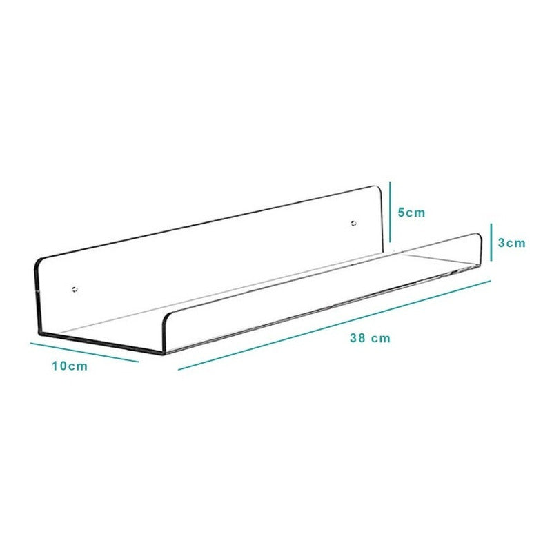 Dos Repisas Flotantes Acrílico 3mm 38x10 Cm