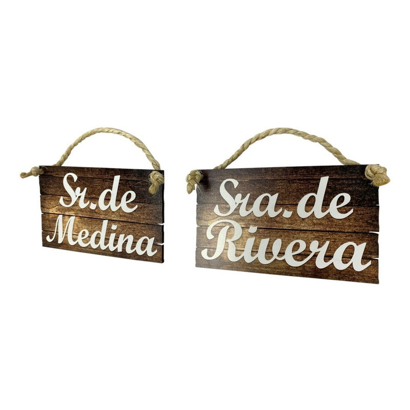 Dos Letrero Pajes Boda Decoración Personalizado - 20 X 12 Cm