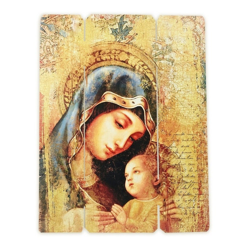 Cuadro Madona Con Niño Dios Impresión Directa Mdf 60x46cm