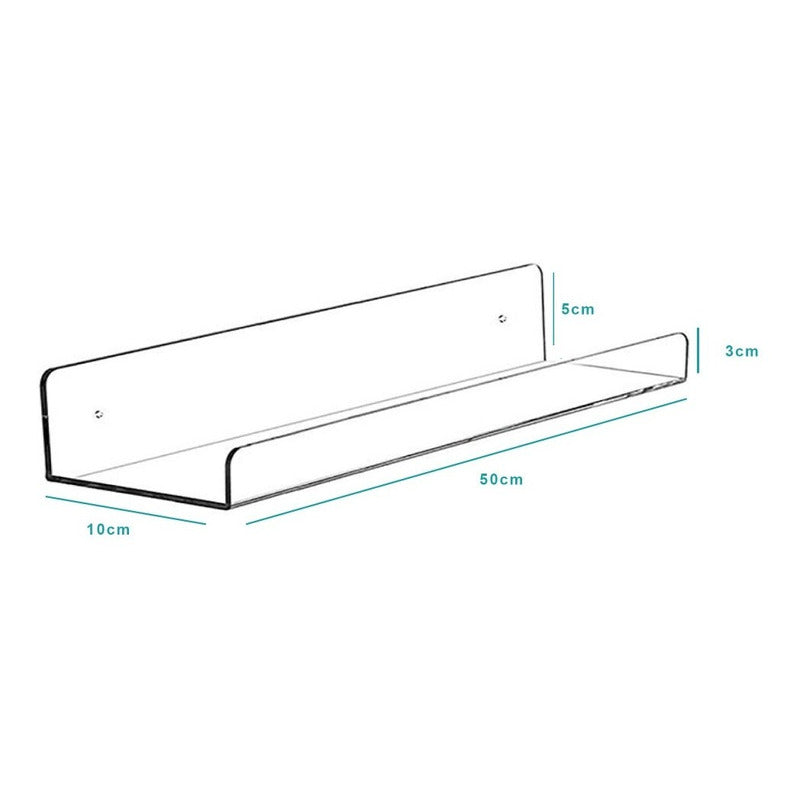 Dos Repisas Flotantes Acrílico 3mm 50cm Largo X 10 De Ancho