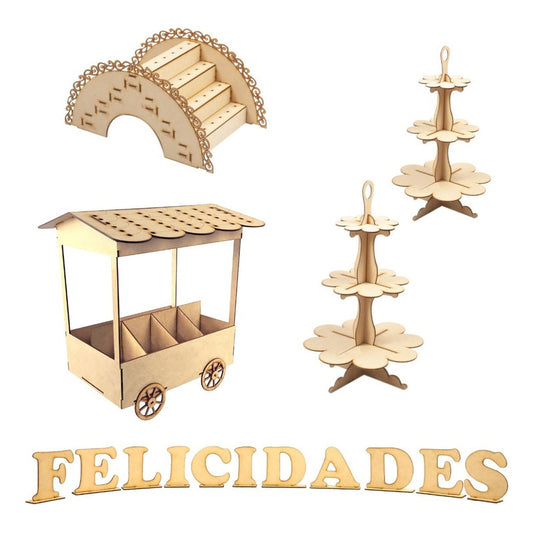 Muebles Para Mesa De Postres Y Dulces Xv Para Fiesta Kit B