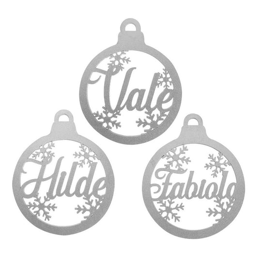 Kit 16 Esferas Navidad Personalizada Nombre Color Plata 10cm