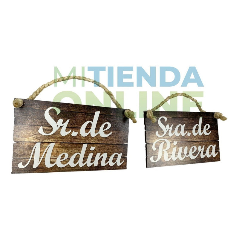 Dos Letrero Pajes Boda Decoración Personalizado - 20 X 12 Cm