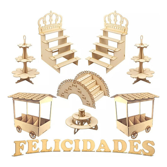 Muebles Para Mesa De Postres Y Dulces Xv Para Fiesta Kit A