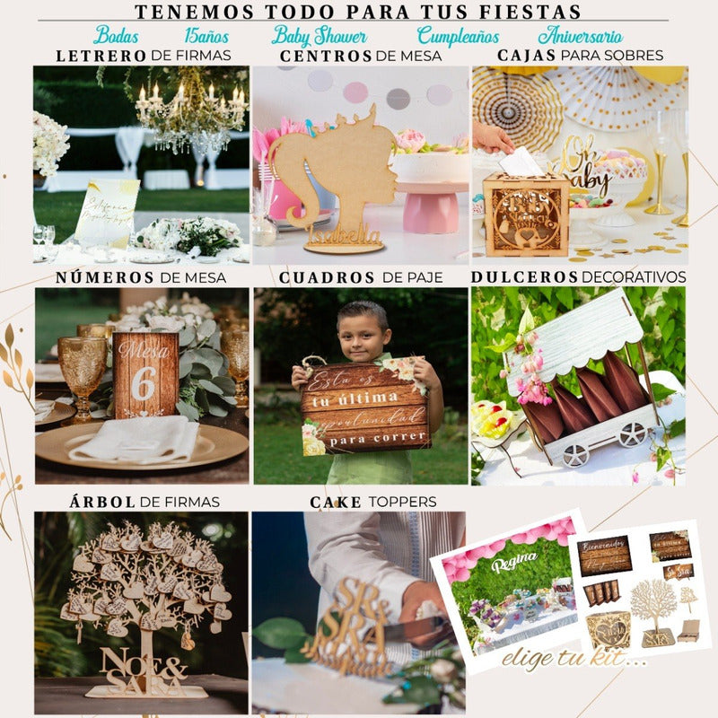 Kit Decoración Boda Numero De Mesa 30 Pz