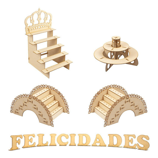 Muebles Para Mesa De Postres Y Dulces Xv Para Fiesta Kit C