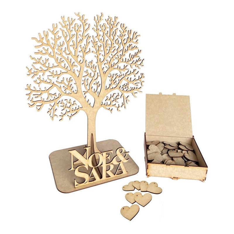 Kit Decoración Boda Arbol Cuadros Numero Mesa Caja Sobres