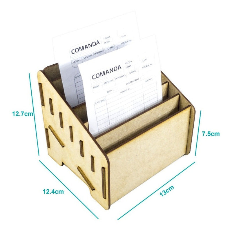 Caja Comandero Organizador Mdf Con 6 Espacios