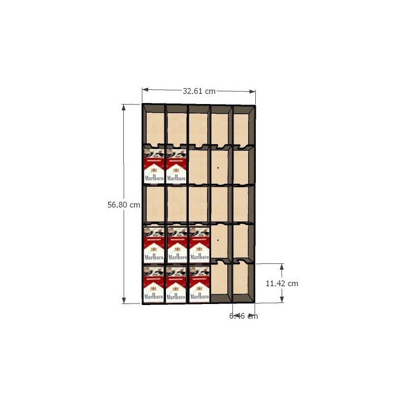 Caja Organizador Exhibidor Para 75 Cajetillas Cigarro Pared